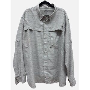 Realtree Fishing Mens 2XL Striped Long Sleeve Button-Up Shirt Lightweight Polyes